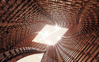 Ceramic Constellation Pavilion built from 3D printed clay bricks