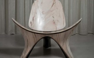 1963 Hans J. Wegner chair reimagined in marble and carbon fibre