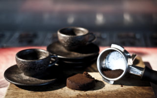 Coffee cups made from waste coffee grounds