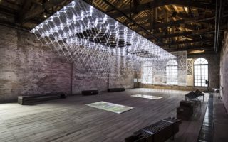 A transparent cloud made of handcrafted acrylic knots