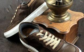 Shoes made with coffee and olive leaves