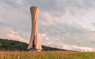 A tower made of self-shaping wood