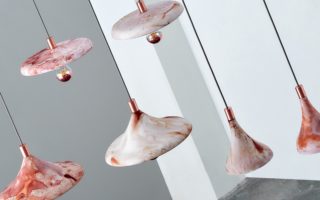 Porcelain lamps coloured with coffee