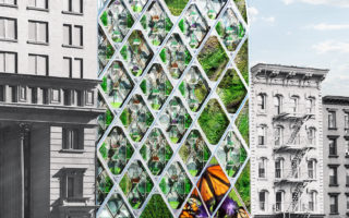 A building façade with integrated butterfly sanctuary