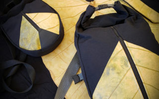Bags made of leaf leather and recycled PET