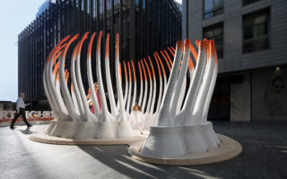 A 3D printed pavilion made from recycled plastic bottles