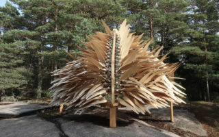A kinetic structure made of wood