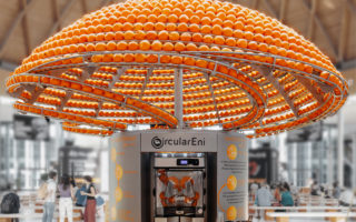 3D printed cups made of orange peels