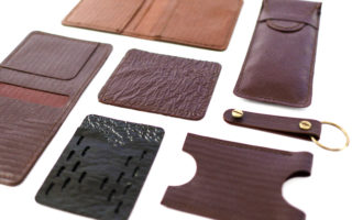 A leather-like material made of crab shells and coffee grounds