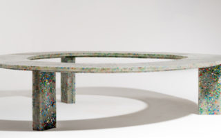 A circular bench made of recycled plastic