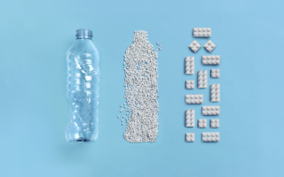 Barbie dolls and Lego bricks made of recycled plastic