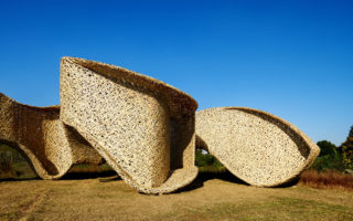 A meandering bamboo pavilion