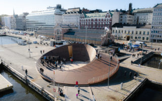 A wooden circular pavilion