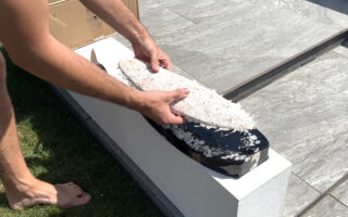 A surfboard made of mushrooms
