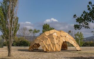 A pavilion made of plywood