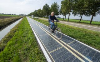 A bicycle path made of solar panels