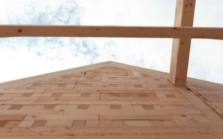 Building with Lego bricks made from reclaimed wood
