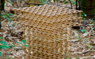 A stool made of bamboo strips