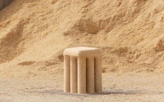 A stool made of sawdust and potato scraps